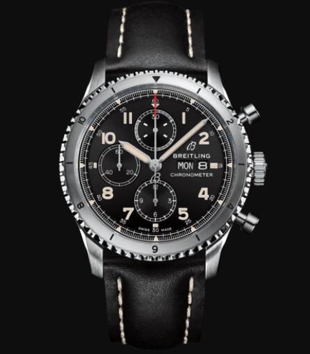 Review Breitling Aviator 8 Chronograph 43 Stainless Steel - Black Replica Watch A13316101B1X1 - Click Image to Close