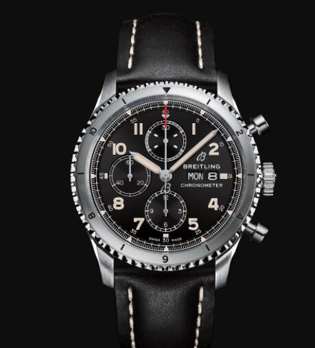 Review Breitling Aviator 8 Chronograph 43 Stainless Steel - Black Replica Watch A13316101B1X2 - Click Image to Close