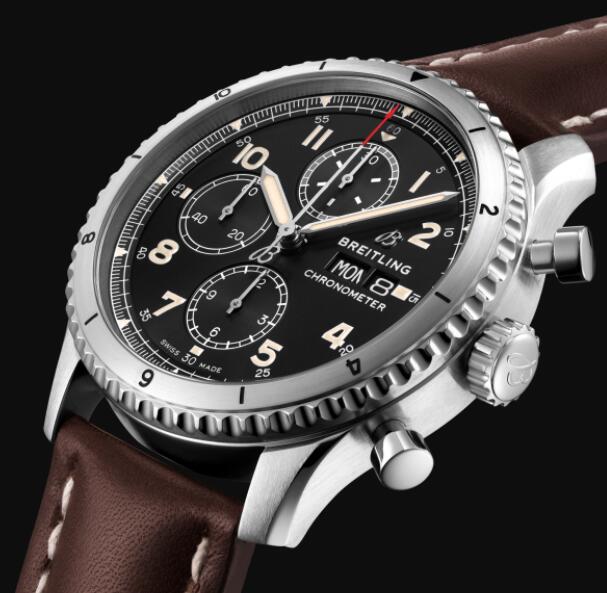 Review Breitling Aviator 8 Chronograph 43 Stainless Steel - Black Replica Watch A13316101B1X3 - Click Image to Close
