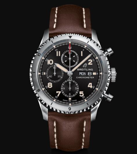 Review Breitling Aviator 8 Chronograph 43 Stainless Steel - Black Replica Watch A13316101B1X4