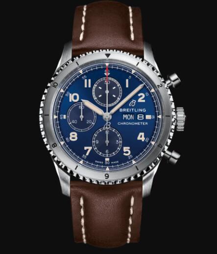 Review Breitling Aviator 8 Chronograph 43 Stainless Steel - Blue Replica Watch A13316101C1X2