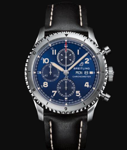 Review Breitling Aviator 8 Chronograph 43 Stainless Steel - Blue Replica Watch A13316101C1X3