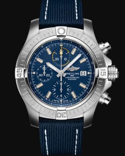 Review Breitling Avenger Chronograph 45 Stainless Steel - Blue Replica Watch A13317101C1X1