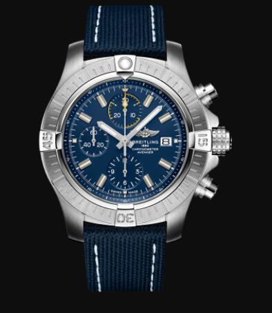 Review Breitling Avenger Chronograph 45 Stainless Steel - Blue Replica Watch A13317101C1X2