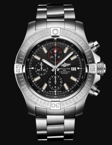 Review Replica Breitling Super Avenger Chronograph 48 Stainless Steel - Black Watch A13375101B1A1 - Click Image to Close