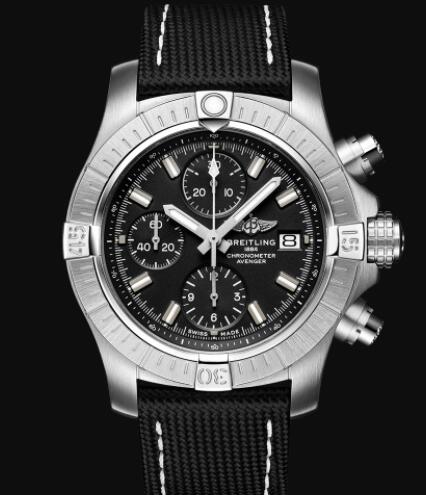 Review Breitling Avenger Chronograph 43 Stainless Steel - Black Replica Watch A13385101B1X1 - Click Image to Close