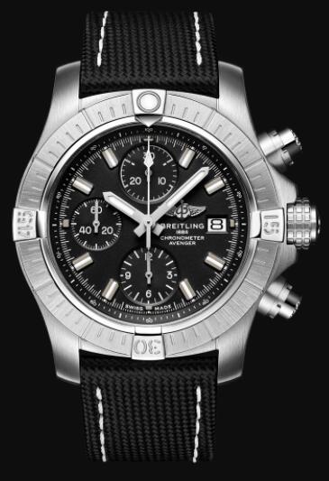 Review Breitling Avenger Chronograph 43 Stainless Steel - Black Replica Watch A13385101B1X2 - Click Image to Close