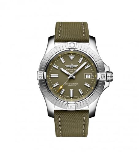 Review Breitling Avenger Automatic 43 Stainless Steel Green Military Pin Replica Watch A17318101L1X1