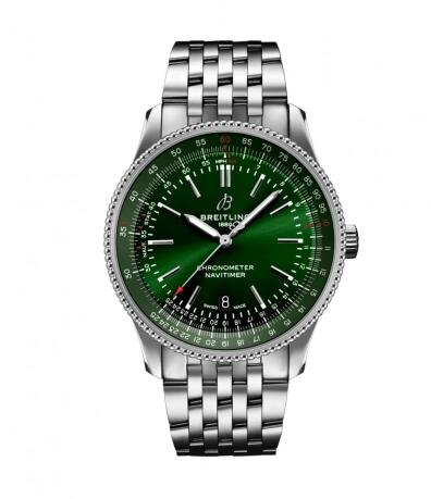 Review Breitling Navitimer Automatic 41 Automatic Stainless Steel Green Bracelet Replica Watch A17326361L1A1 - Click Image to Close