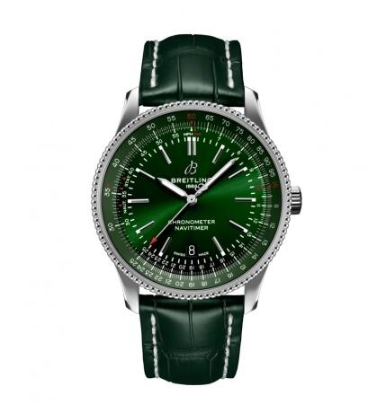 Review Breitling Navitimer Automatic 41 Automatic Stainless Steel Green Alligator Folding Replica Watch A17326361L1P2 - Click Image to Close