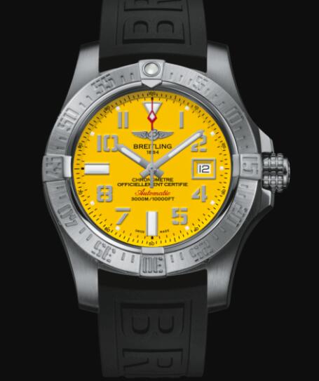 Review Breitling Avenger II Seawolf Stainless Steel - Yellow Replica Watch A17331101I1S2