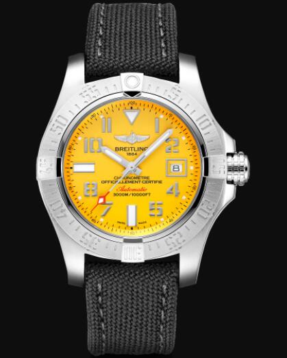 Review Breitling Avenger II Seawolf Stainless Steel - Yellow Replica Watch A17331101I1W1