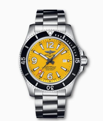Review Breitling Superocean Automatic 44 Stainless Steel Yellow A17367021I1A1 Replica Watch - Click Image to Close