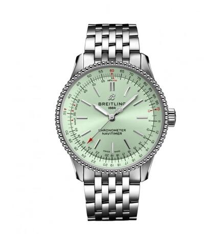 Review Breitling Navitimer 1 35 Automatic Stainless Steel Mint Green Bracelet Replica Watch A17395361L1A1 - Click Image to Close