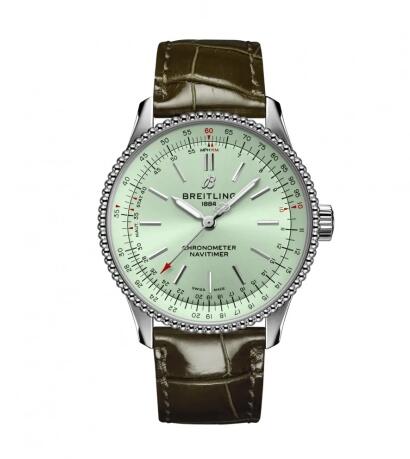 Review Breitling Navitimer 1 35 Automatic Stainless Steel Mint Green Alligator Pin Replica Watch A17395361L1P1