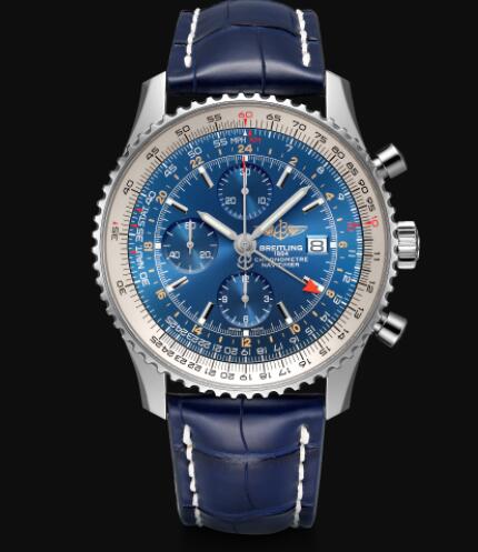 Review Breitling Navitimer Chronograph GMT 46 Stainless Steel - Blue Replica Watch A24322121C1P1 - Click Image to Close