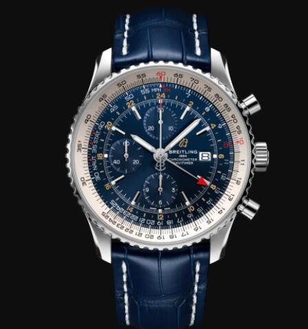 Review Breitling Navitimer Chronograph GMT 46 Stainless Steel - Blue Replica Watch A24322121C2P1 - Click Image to Close