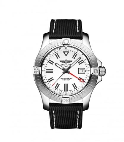 Review Copy Breitling Avenger Automatic GMT 43 Stainless Steel White Calf Folding watch A32397101A1X2 - Click Image to Close