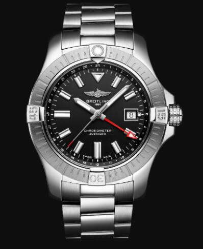 Review Replica Breitling Avenger Automatic GMT 43 Stainless Steel - Black Bold Watch A32397101B1A1