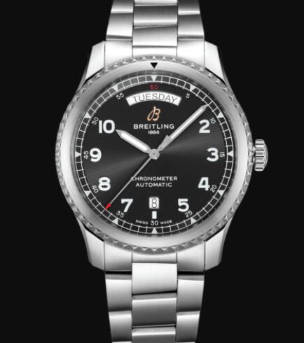 Review Breitling Aviator 8 Automatic Day & Date 41 Stainless Steel - Black Replica Watch A45330101B1A1 - Click Image to Close