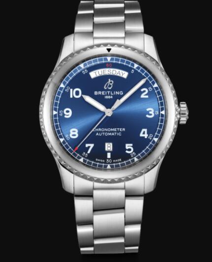 Review Breitling Aviator 8 Automatic Day & Date 41 Stainless Steel - Blue Replica Watch A45330101C1A1 - Click Image to Close