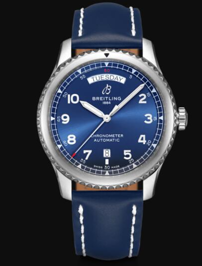 Review Breitling Aviator 8 Automatic Day & Date 41 Stainless Steel - Blue Replica Watch A45330101C1X3