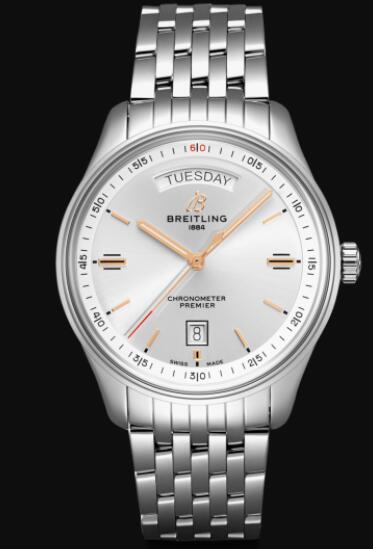Review Replica Breitling Premier Automatic Day & Date 40 Stainless Steel - Silver Watch A45340211G1A1 - Click Image to Close