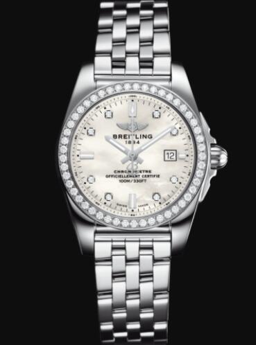 Review Replica Breitling Galactic 29 Sleek Stainless Steel - Mother-Of-Pearl Watch A72348531A1A1 - Click Image to Close