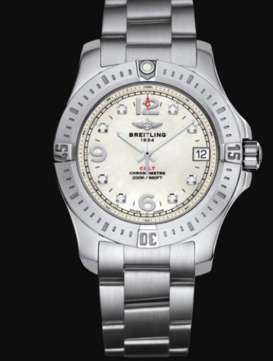 Review Replica Breitling Colt 36 Stainless Steel - Mother-Of-Pearl Watch A74389111A1A1