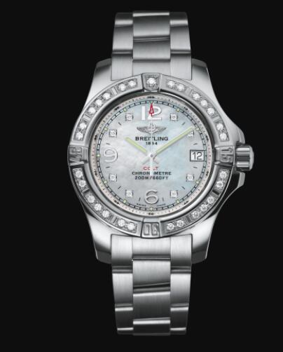 Review Breitling Colt Lady 33 Stainless Steel - Mother-Of-Pearl Replica Watch A77388531A1A1 - Click Image to Close