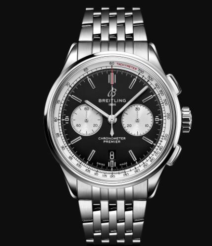 Review Breitling Premier B01 Chronograph 42 Stainless Steel - Black Replica Watch AB0118371B1A1 - Click Image to Close