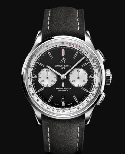 Review Replica Breitling Premier B01 Chronograph 42. Stainless Steel - Black Watch AB0118371B1X1 - Click Image to Close