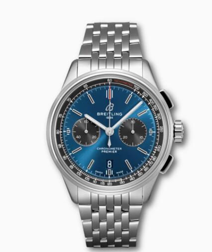 Review Breitling Premier B01 Chronograph 42 Stainless Steel Blue AB0118A61C1A1 Replica Watch - Click Image to Close