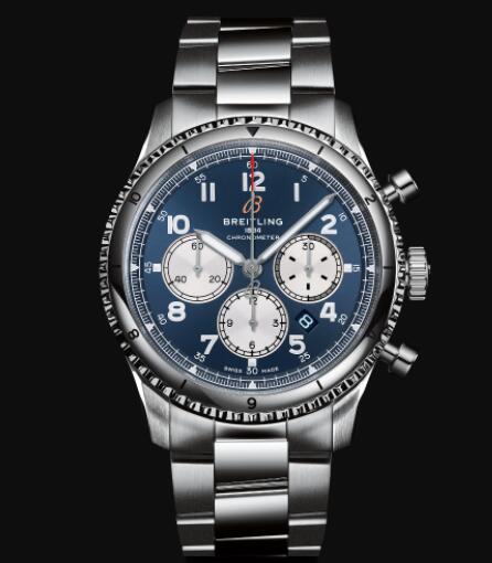 Review Breitling Aviator 8 B01 Chronograph 43 Stainless Steel - Blue Replica Watch AB0119131C1A1