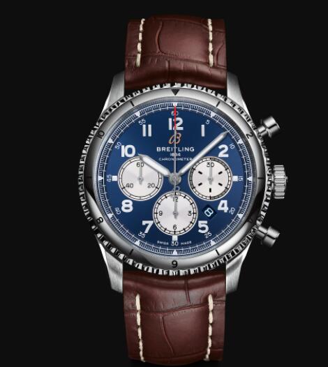 Review Breitling Aviator 8 B01 Chronograph 43 Stainless Steel - Blue Replica Watch AB0119131C1P2 - Click Image to Close