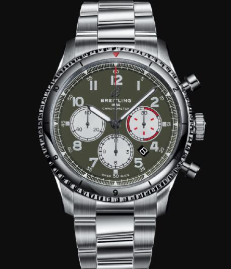 Review Breitling Aviator 8 B01 Chronograph 43 Curtiss Warhawk Stainless Steel - Green Replica Watch AB01192A1L1A1