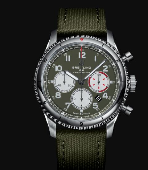 Review Breitling Aviator 8 B01 Chronograph 43 Curtiss Warhawk Stainless Steel - Green Replica Watch AB01192A1L1X1 - Click Image to Close