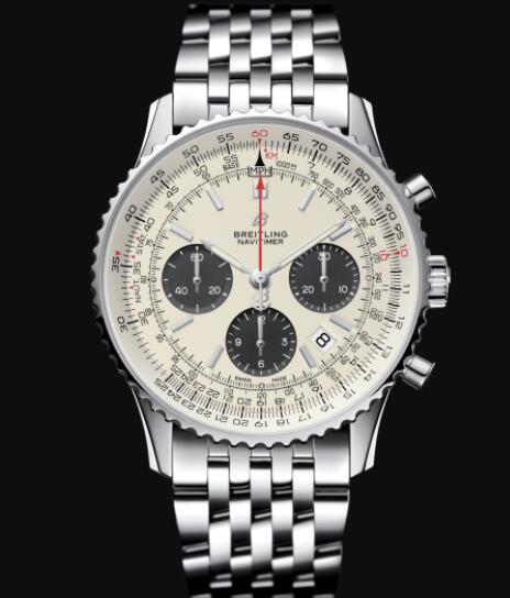 Review Breitling Navitimer B01 Chronograph 43 Stainless Steel - Silver Replica Watch AB0121211G1A1 - Click Image to Close