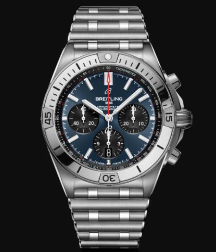 Review Replica Breitling Chronomat B01 42 Stainless Steel - Blue Watch AB0134101C1A1