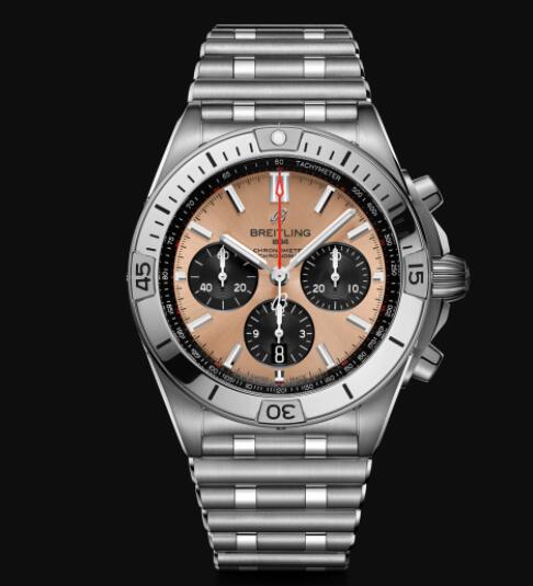 Review Replica Breitling Chronomat B01 42 Stainless Steel - Copper Watch AB0134101K1A1 - Click Image to Close