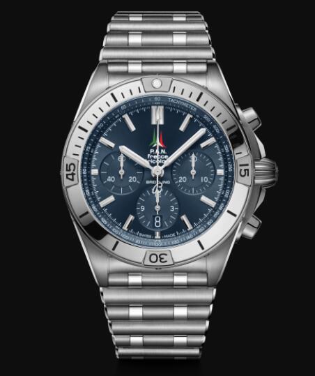 Review Replica Breitling Chronomat B01 42 Frecce Tricolori Limited Edition Stainless Steel - Blue Watch AB01344A1C1A1 - Click Image to Close