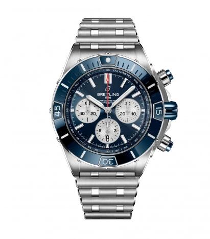 Review Breitling Super Chronomat B01 44 Stainless Steel Blue Rouleaux Replica Watch AB0136161C1A1 - Click Image to Close