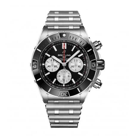 Review Breitling Super Chronomat B01 44 Stainless Steel Black Rouleaux Replica Watch AB0136251B1A1