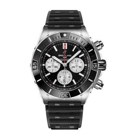 Review Breitling Super Chronomat B01 44 Stainless Steel Black Rubber Replica Watch AB0136251B1S1 - Click Image to Close