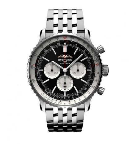 Review 2022 Breitling Navitimer B01 Chronograph 46 Stainless Steel Black Alligator Folding Replica Watch AB0137211B1