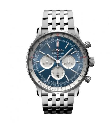 Review 2022 Breitling Navitimer B01 Chronograph 46 Stainless Steel Blue Bracelet Replica Watch AB0137211C1A1