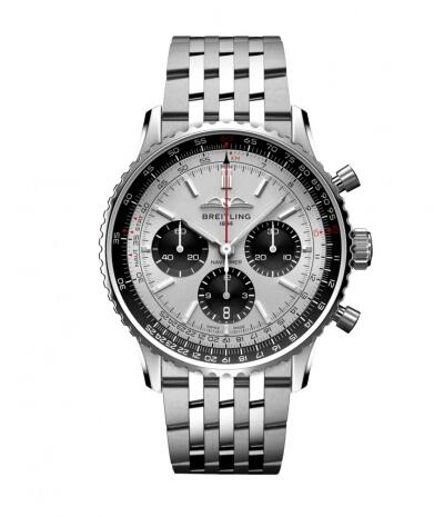 Review 2022 Breitling Navitimer B01 Chronograph 43 Stainless Steel Silver Bracelet Replica Watch AB0138241G1A1 - Click Image to Close