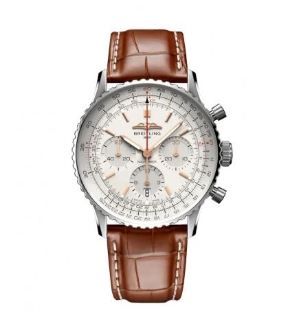Review 2022 Breitling Navitimer B01 Chronograph 41 Stainless Steel Silver Alligator Folding Replica Watch AB0139211G1P1