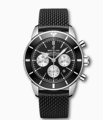 Review Breitling Superocean Heritage B01 Chronograph 44 Stainless Steel Black Replica Watch AB0162121B1S1 - Click Image to Close