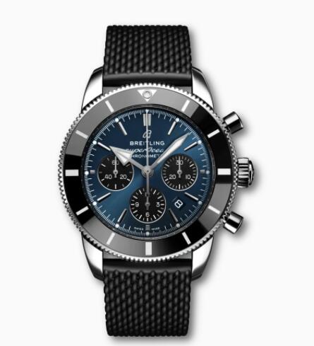 Review Breitling Superocean Heritage B01 Chronograph 44 Stainless Steel Blue Replica Watch AB0162121C1S1 - Click Image to Close